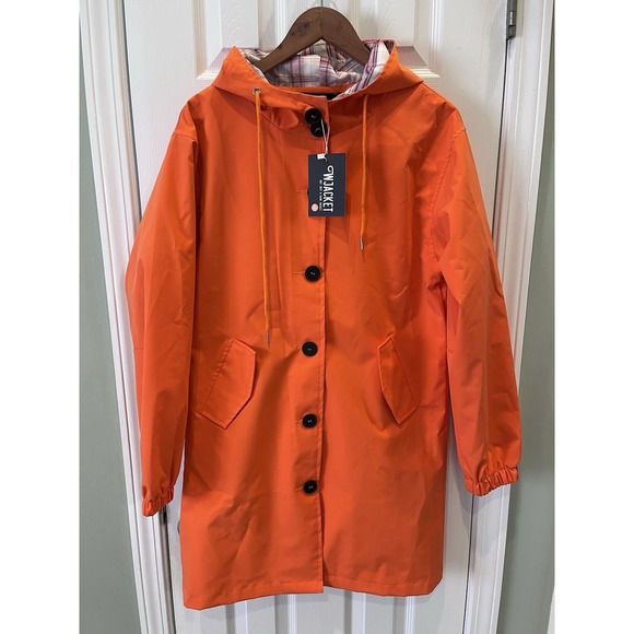 WJacket Jackets & Blazers - NWT WJacket Pumpkin Orange Icon Windbreaker Rain Jacket Womens Size S Hooded NEW